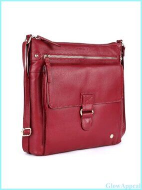 Large Soft Real Leather Crossbody Bag Triple Zip Sling Shoulder Purse